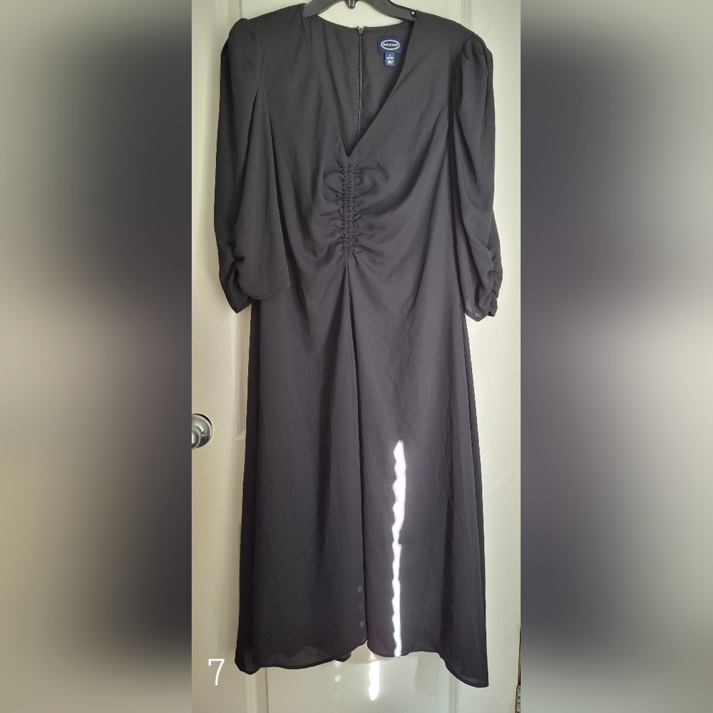 Scoop womens puff sleeve ruched dress size large 12_14 basic party festival rave